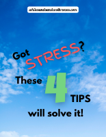 A blue sky with text overlay – Got stress? These 4 tips will solve it!